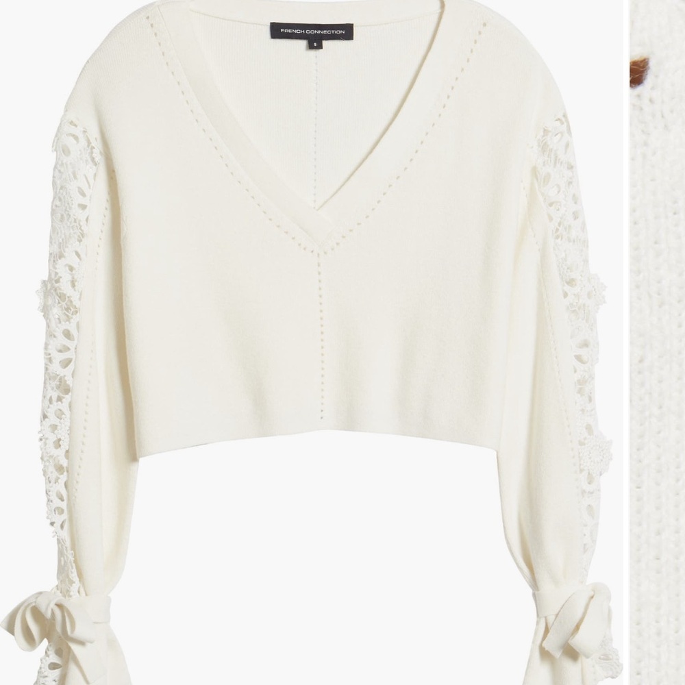 French Connection Women's Ivory V-Neck Sweater